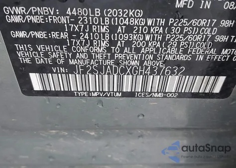 2016 Subaru Forester 2.5I Premium из США, поврежденный, VIN JF2SJADCXGH437632